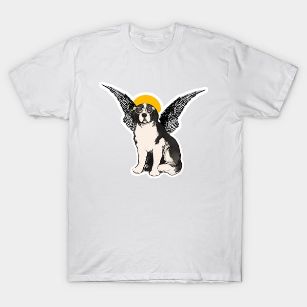 Sad dog angel with glasses T-Shirt by Marccelus